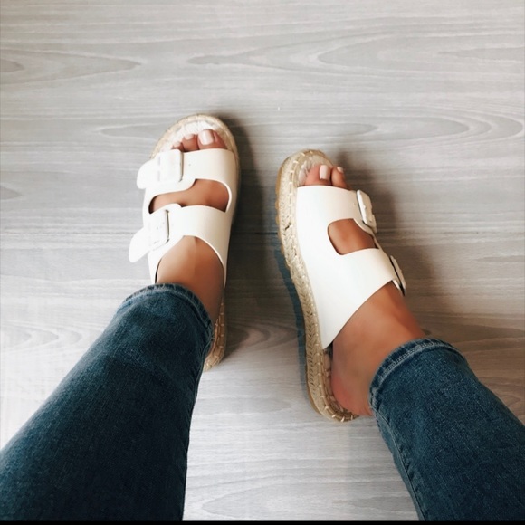 White Espadrille Buckle Sandal - Picture 3 of 3